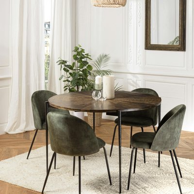 Table à manger ronde bois recyclé motif éventail 120 cm KORKAI PIER IMPORT