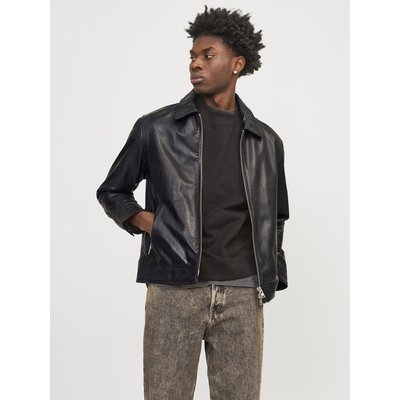 Veste cuir col rond La Redoute