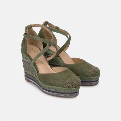 Sandales compensées avec détails tressés en strass et fermeture à boucle ALMA EN PENA