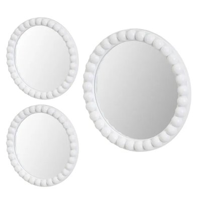 Set de 3 miroirs ronds en polypropylène blanc 25x25x2cm WADIGA