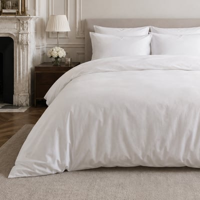 Parure housse de couette en percale de coton unie, FINESSE C DESIGN HOME TEXTILE