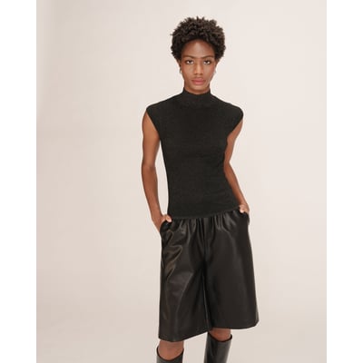 Top en fil textile col montant noir Talisman GRACE & MILA