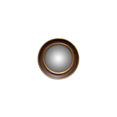 Miroir Convexe Mural Rond Résine Marron et Doré - Diamètre 17.5cm WADIGA