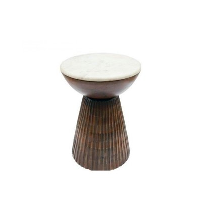 Sellette ronde bois et marbre D39 cm PIER IMPORT
