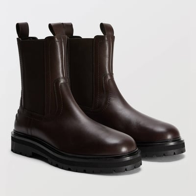 Bottines semelles crantées en cuir MONOPRIX