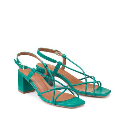 Sandalen in leer met brede hak LA REDOUTE COLLECTIONS