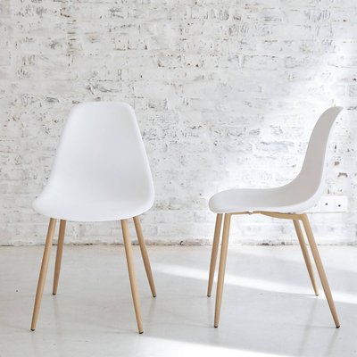 Chaise scandinave blanc pieds compas (lot de 2) MARIUS MADE IN MEUBLES 