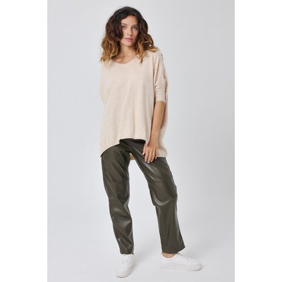 Pull en maille coupe ample avec col en V et manches tombantes, décontracté LAURINA ARTLOVE