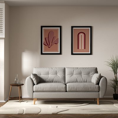 Ada Scandi Buttoned Soft Woven 3 Seater Sofa with Light Wood Legs SO'HOME