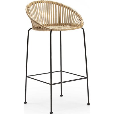 Tabouret haut osier naturel et métal  style contemporain RECOLLECTION