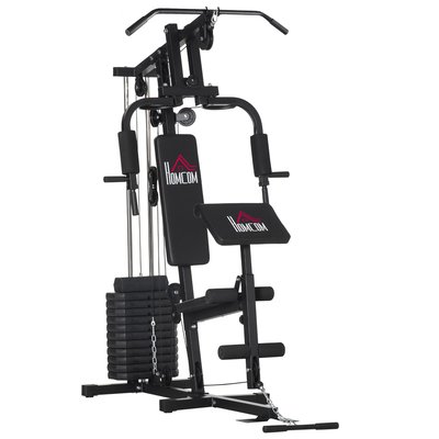 Station de musculation complète avec 11 contrepoids acier noir HOMCOM