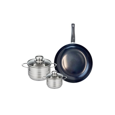 Batterie 1 poêle 28cm + 2 faitouts 12/16cm PRIMA BRILLANT ELO