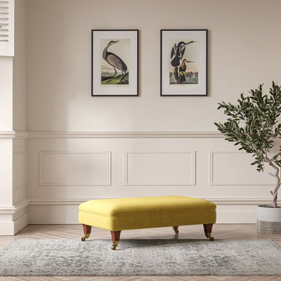 Emeline Textured Velvet Footstool with Castor Legs ÉDITÉ