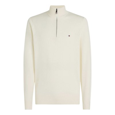 Pull col montant zippé en coton et cachemire TOMMY HILFIGER