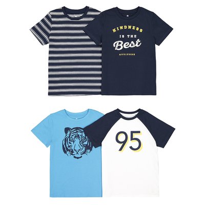 Pack of 4 T-Shirts in Cotton with Short Sleeves LA REDOUTE COLLECTIONS