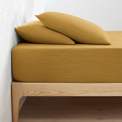 Fixleintuch Kumla aus Baumwoll-Musselin, uni, Steg 30 cm LA REDOUTE INTERIEURS