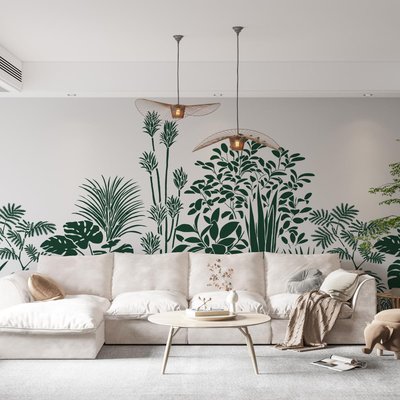 Papier peint panoramique pour jardin zen avec des plantes - 510x260 cm (l x h) LA TOUCHE ORIGINALE