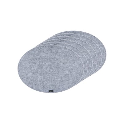Set de table ovale - 6 pièces - Feutre recyclé gris BJORN