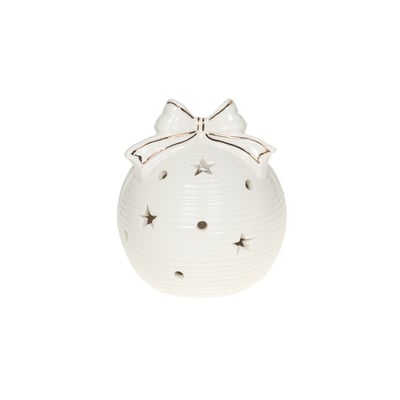 Photophore boule Noël  he D10 cm en céramique AMADEUS