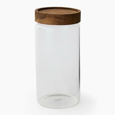 Bocal 1,25L, finition couvercle bois d'acacia MONOPRIX