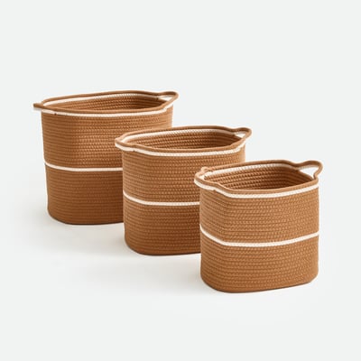 Lot de 3 paniers rectangulaires en coton, Kesia LA REDOUTE INTERIEURS