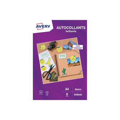 Papier créatif 8 Autocollants blanc brillant AVERY