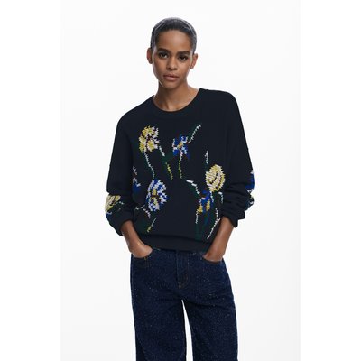 Pull jacquard à fleurs brodées DESIGUAL