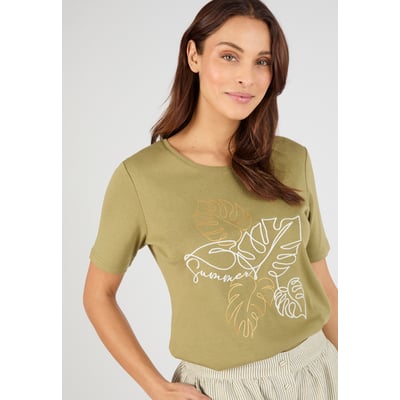 T-shirt brodé pur coton DAMART