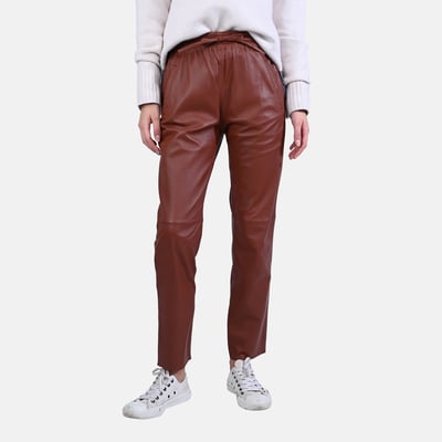 Pantalon en cuir à taille élastiquée GIFT OAKWOOD
