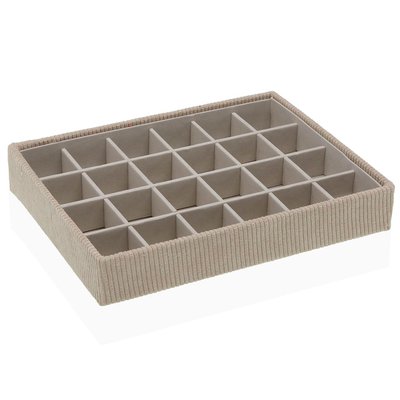 Plateau de rangement à bijoux velours côtelé beige 25x19x4cm VERSA