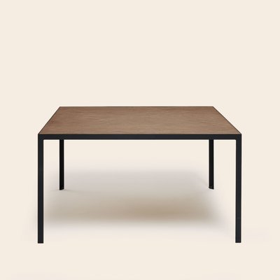 Table À Manger en Plateau en enduit effet béton et piètement métal noir ORELIA MADURA