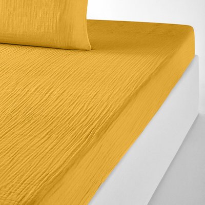 Drap housse gaze de coton bonnet 30 cm uni BATON ROUGE