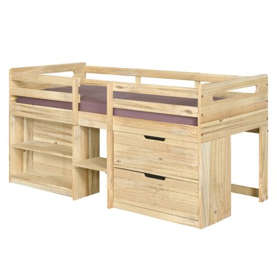 Lit mi-hauteur avec matelas Bois massif  HOBY AKITEN RETAIL