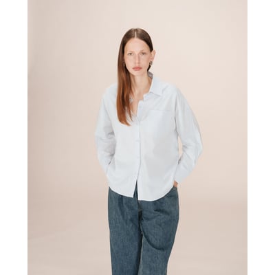 Chemise oversize en coton bleuet Sira GRACE & MILA
