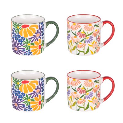 Coffret de 4 mugs   35 cl-FLORAL MUSE TABLE PASSION