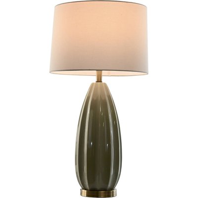 Lampe de salon en grès et lin RECOLLECTION