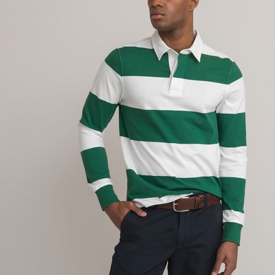 Polo rayé en coton, manches longues LA REDOUTE COLLECTIONS