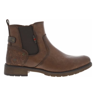 Boots cognac à talon décroché bas avec un zip et un soufflet élastiqué MUSTANG