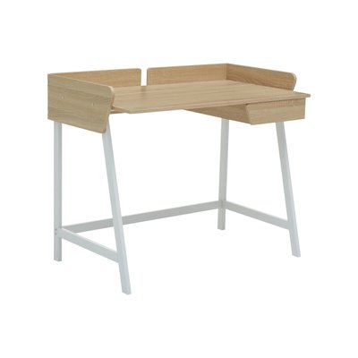 Natural Oak Effect Single Drawer Desk with White Frame SO'HOME