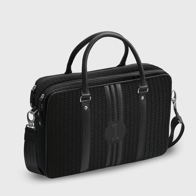 E2R Sac ordinateur 15 pouces tissu et cuir bleu et blanc Alberto OH MY BAG