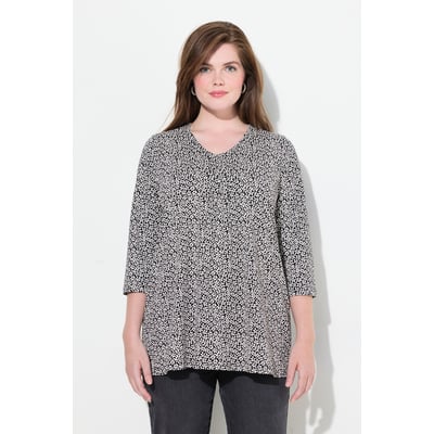 T-shirt à fleurs, col en V et manches 3/4 ULLA POPKEN
