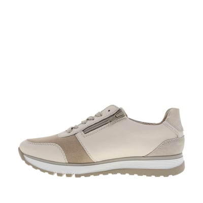 Baskets en cuir beiges à talon compensé bas avec des lacets et un zip latéral RIEKER
