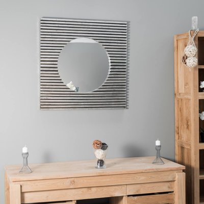 Miroir en bois patiné carré art déco 80 x 80 cm WANDA COLLECTION
