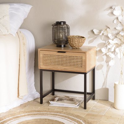 Table de chevet en bois 1 tiroir cannage rotin PALMA PIER IMPORT