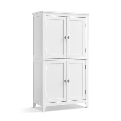 Petit meuble de rangement 4 portes blanc - H110 cm CALICOSY