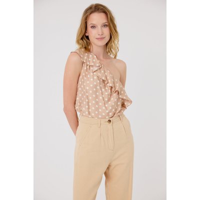 Top asymétrique à pois avec volant BEVERLEY ARTLOVE