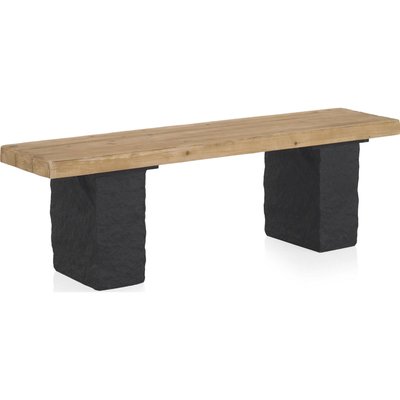 Banc design bois d'abeto et base noire effet roche RECOLLECTION
