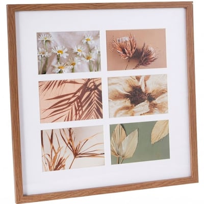 Cadre photo mural pêle-mêle 6 photos bois 42x42cm WADIGA