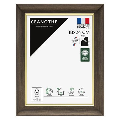 Cadre Photo Ébène Doré 18x24 Cm Marron Résine Recyclée LUNA CEANOTHE