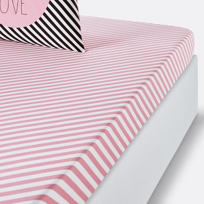Paris Forever Striped Cotton Fitted Sheet LA REDOUTE INTERIEURS